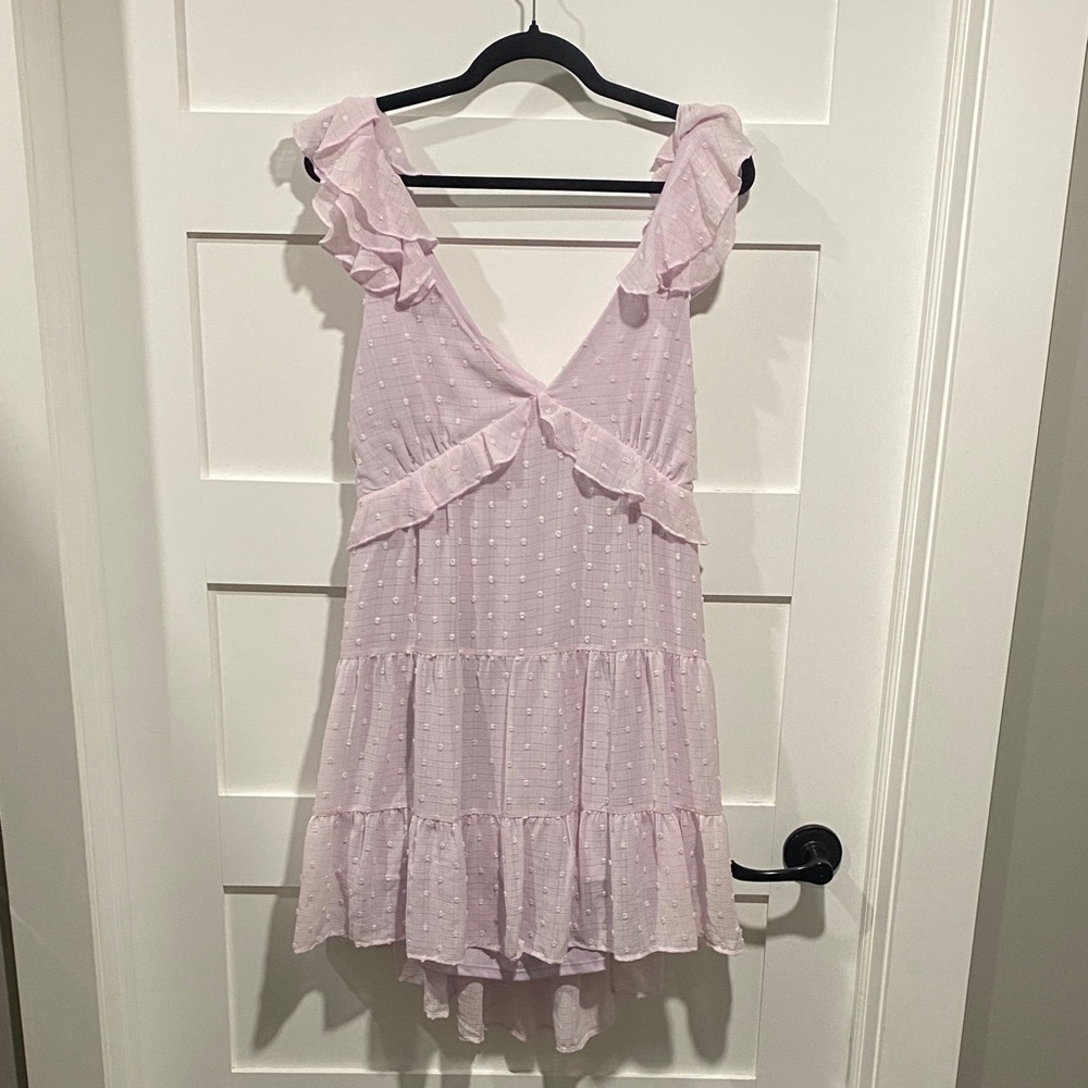 Women's Lavender Ruffle Swiss Dot Sleep Dress